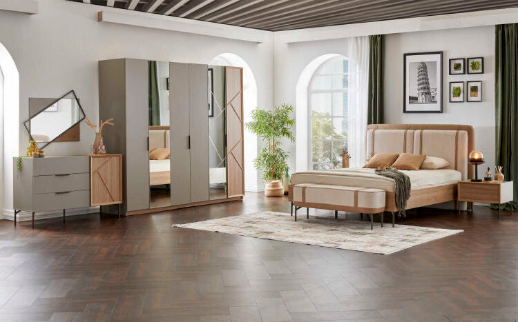 FLOYD QUEEN BEDROOM SET WITHOUT WARDROBE – Qortuba furniture قرطبة للأثاث
