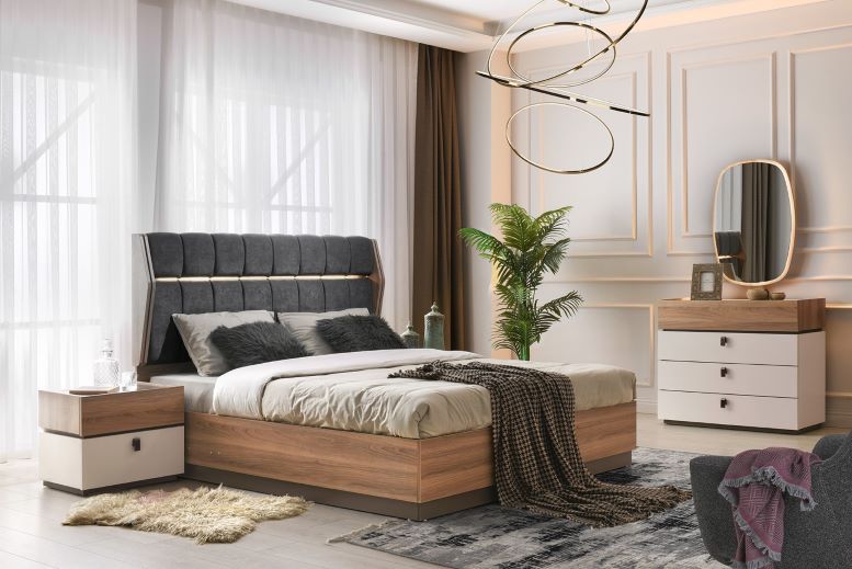 SOLID QUEEN BEDROOM SET WT WARDROBE – Qortuba furniture قرطبة للأثاث