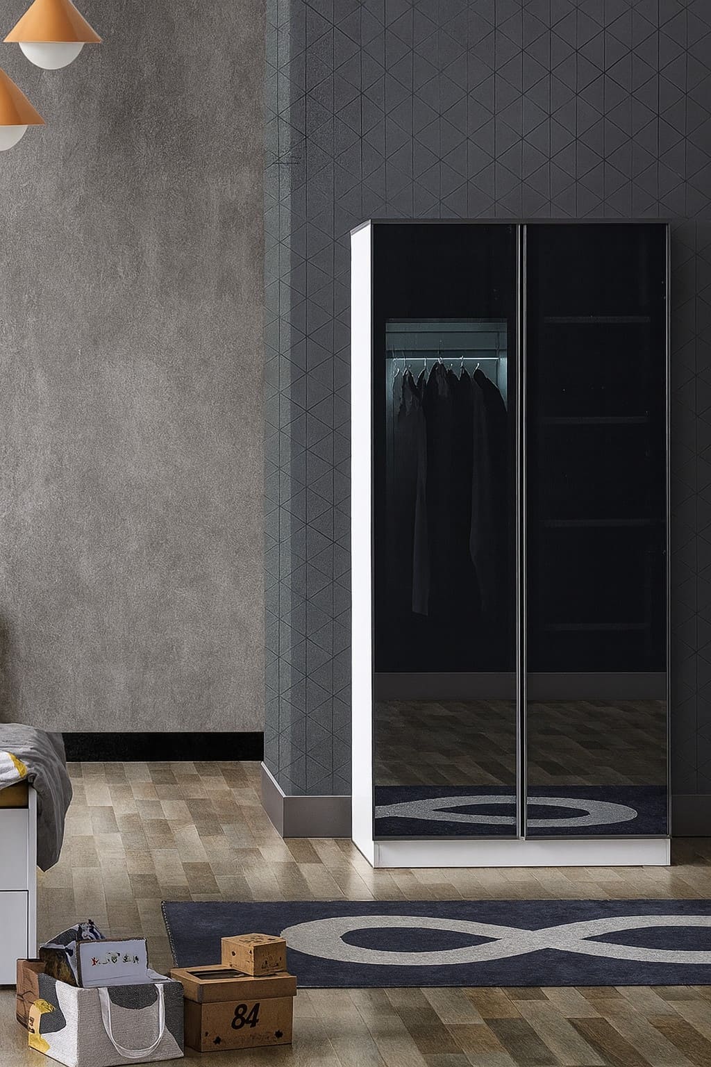 INFINITY 2 GLASS DOORS WARDROBE – Qortuba furniture قرطبة للأثاث
