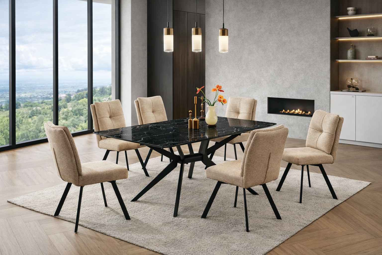 ALLURA DINING TABLE 6 SEATS – Qortuba furniture قرطبة للأثاث