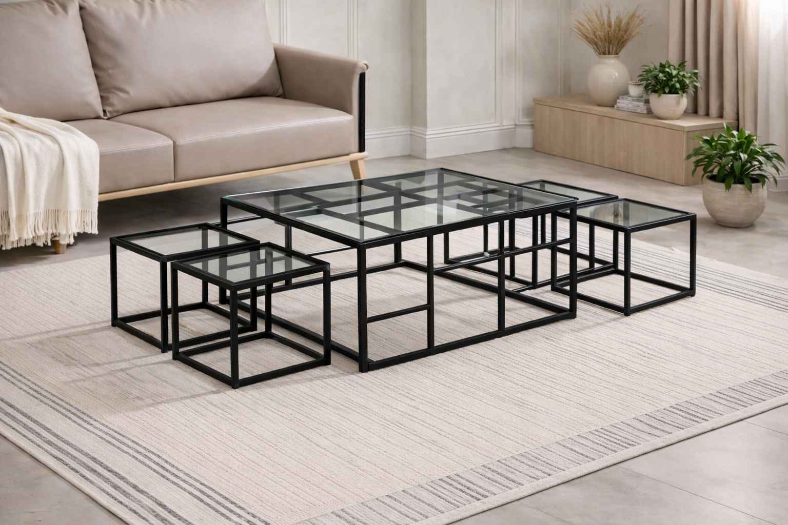 LIRA COFFEE TABLE SET 5 PCS – Qortuba furniture قرطبة للأثاث