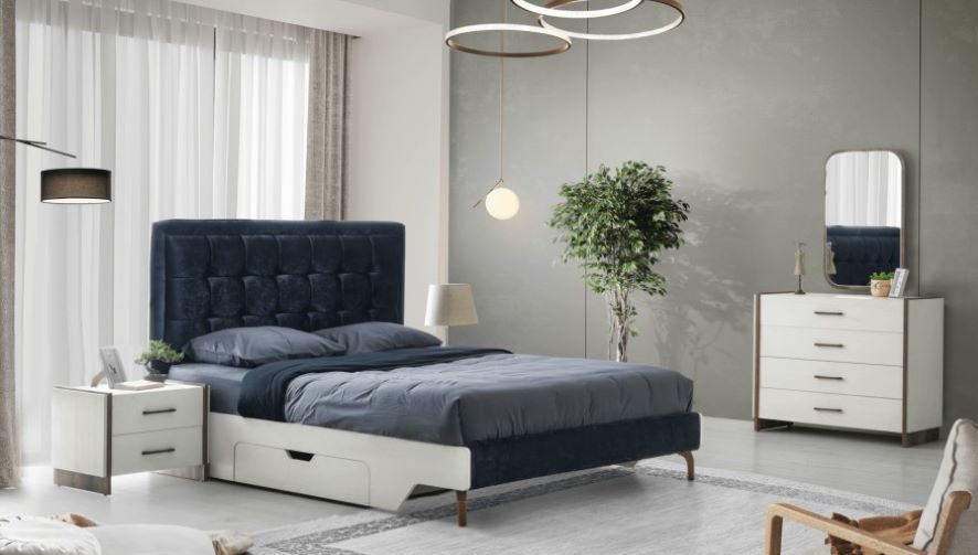 GORDION QUEEN BEDROOM SET WT WARDROBE