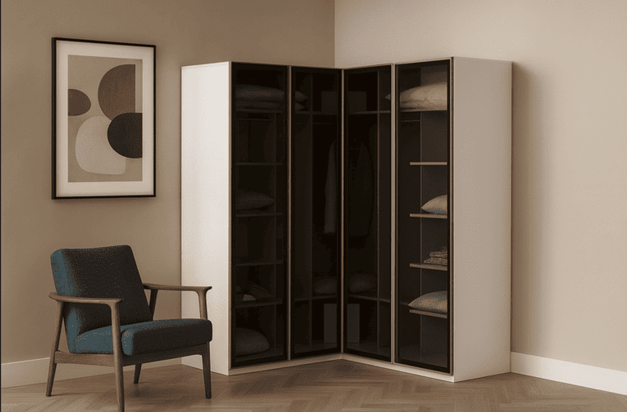 NOBLE CORNER SLIDING WARDROBE – Qortuba furniture قرطبة للأثاث