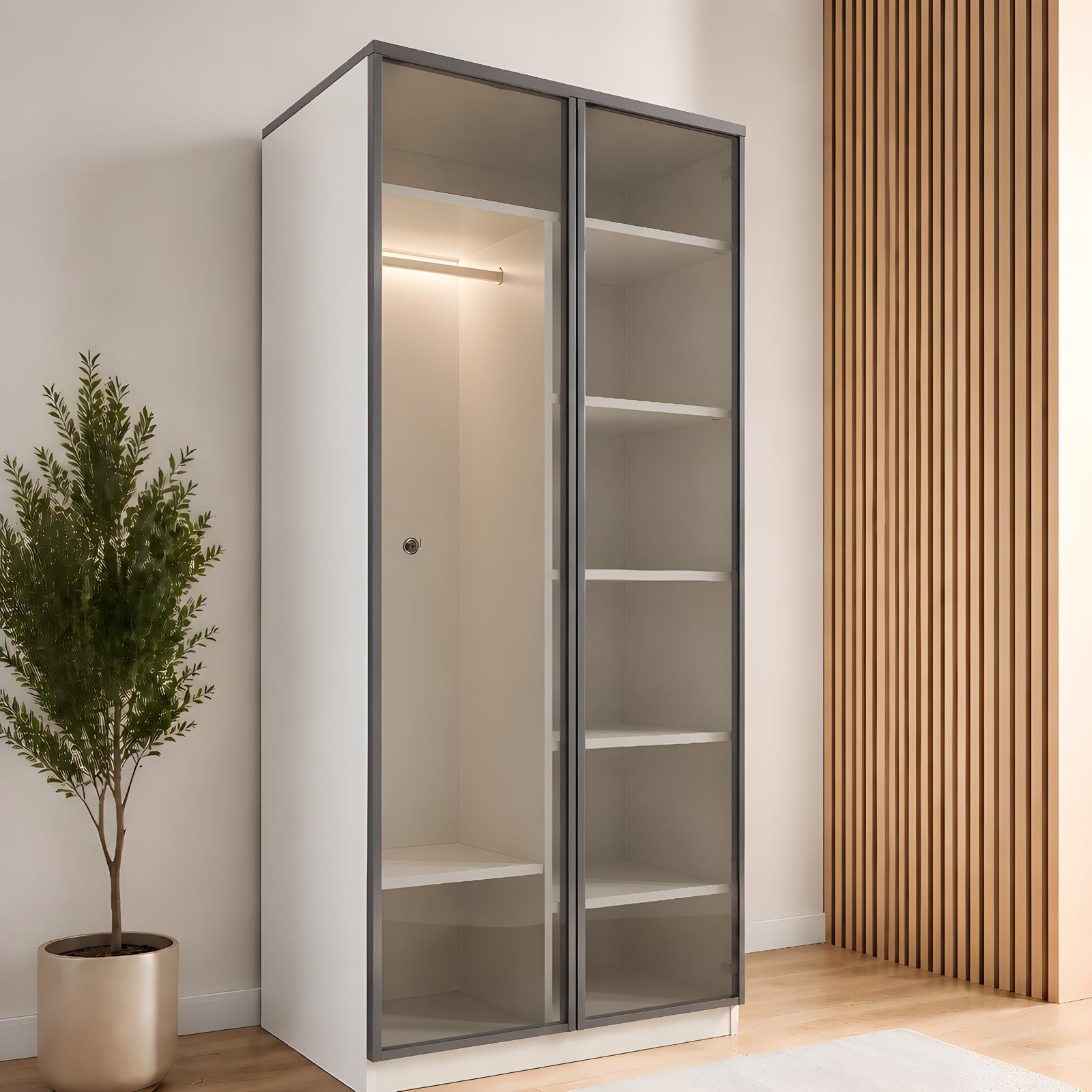 INFINITY 2 GLASS DOORS WARDROBE