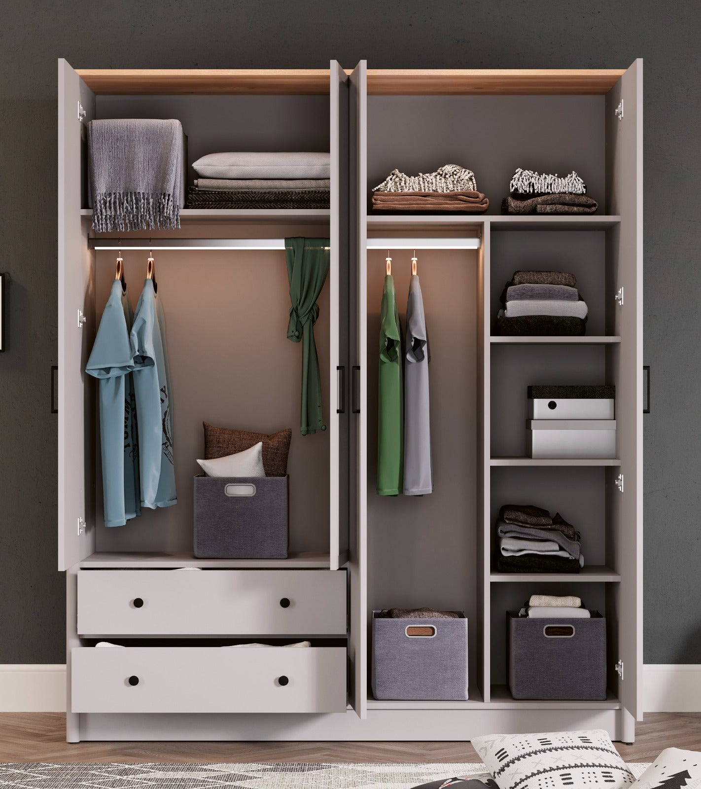 LAGOM 4 DOORS WARDROBE WITH MIRROR