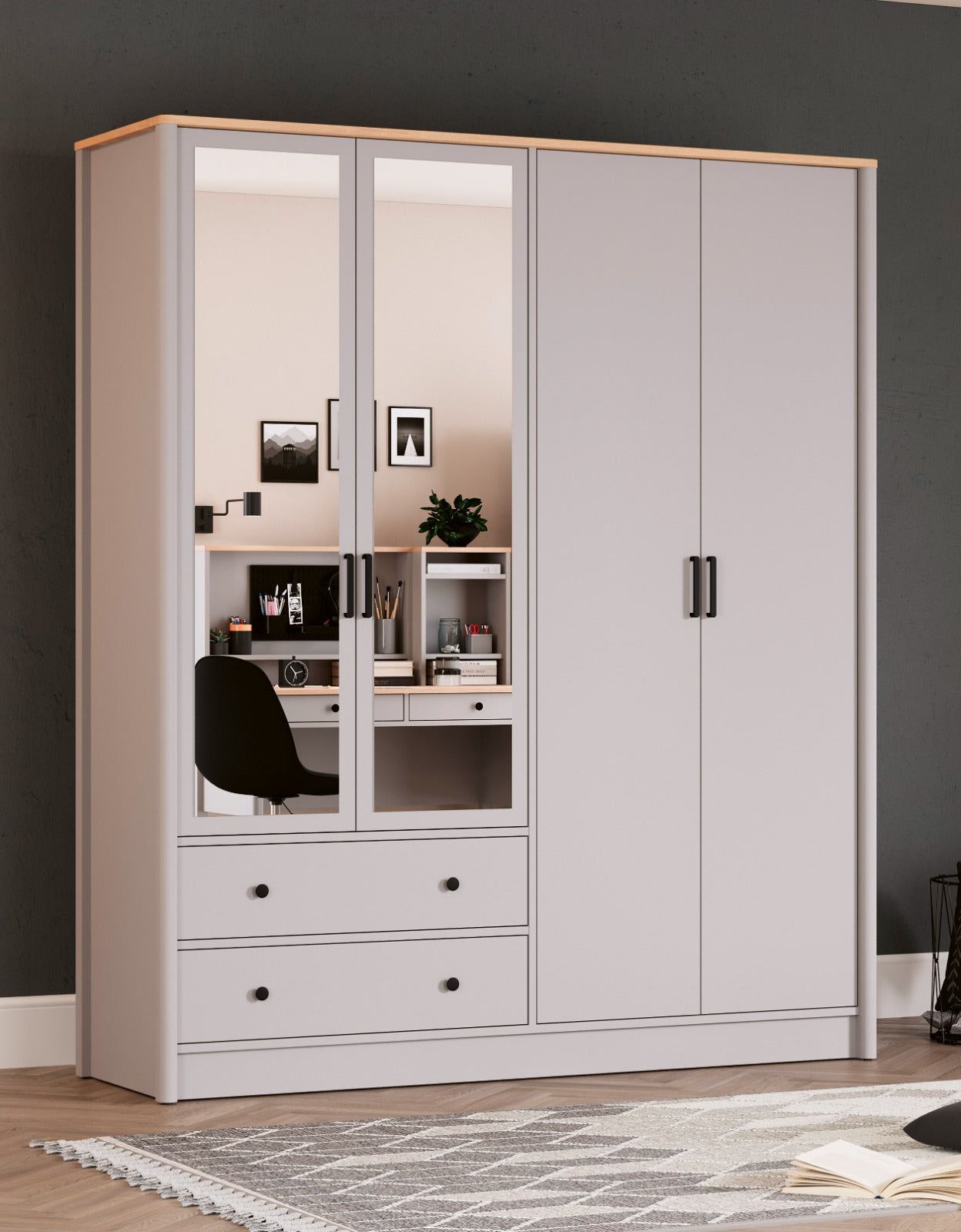 LAGOM 4 DOORS WARDROBE WITH MIRROR