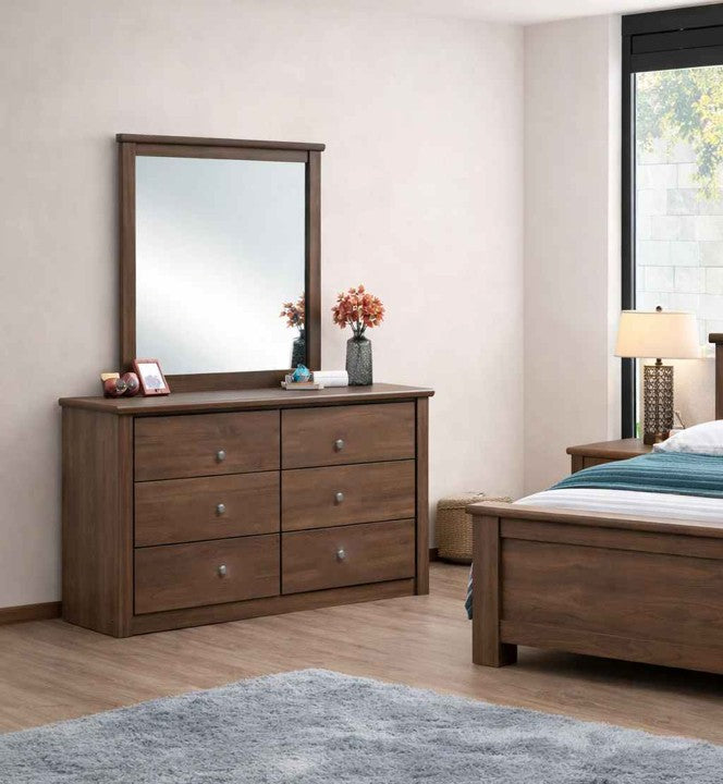 TWENTIETH DRESSER AND MIRROR 6 DRAWER