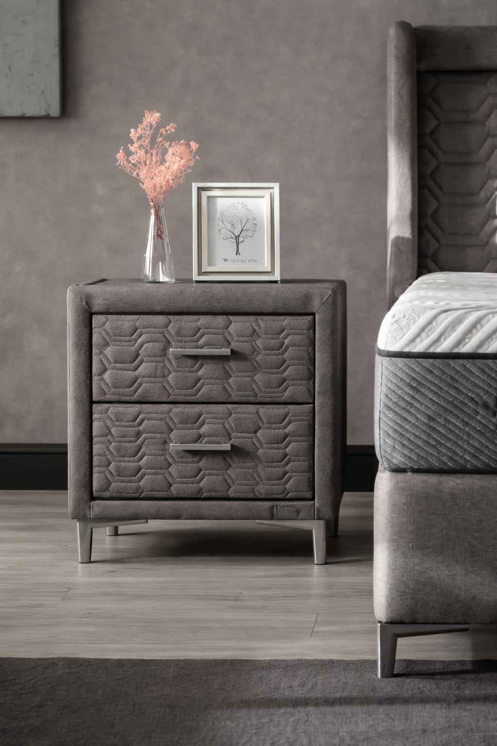 VISCO BEDSIDE TABLE GLASS