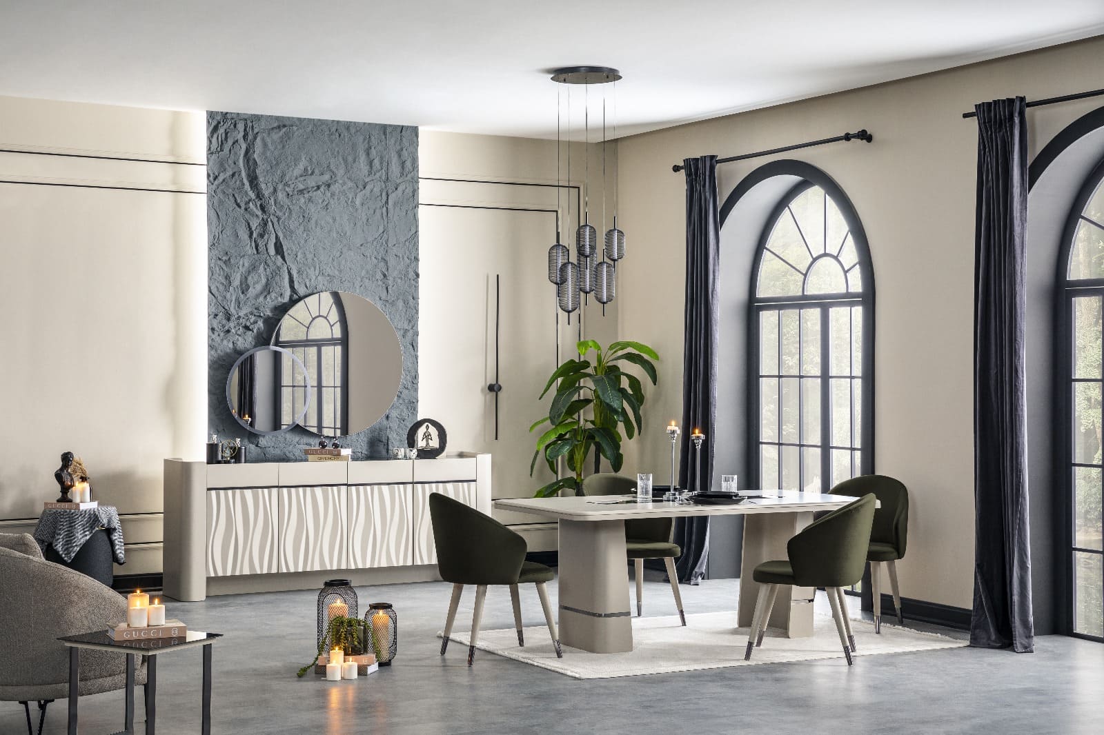 PAMUKKALE 6 SEATS DINING TABLE SET