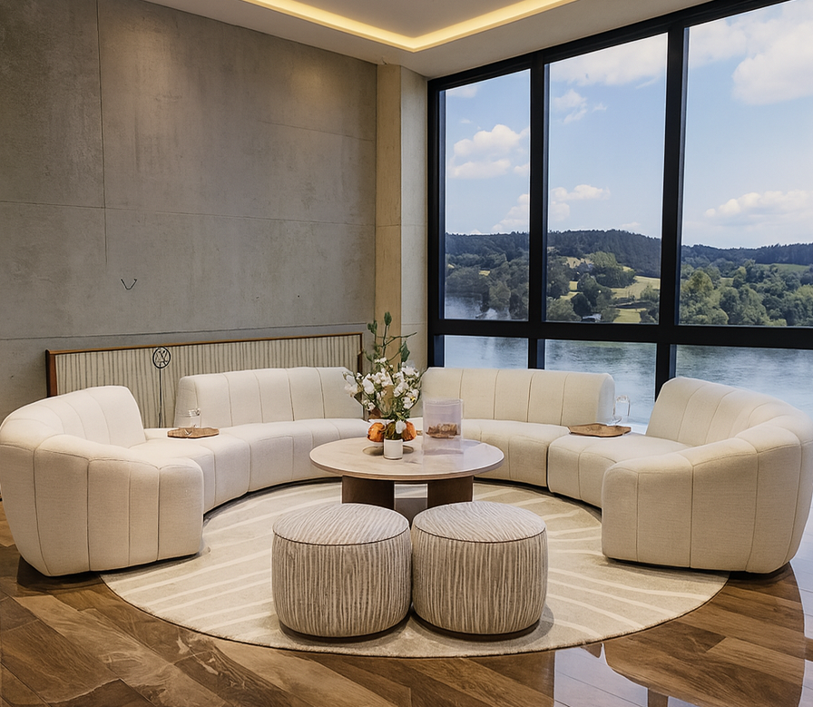 MORINO ROUND SOFA 6 SEATS WITH 2 SIDE TABLES