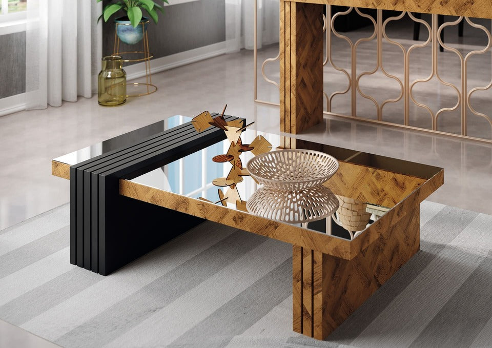 LUNA WITH GLASS CENTRAL TABLE