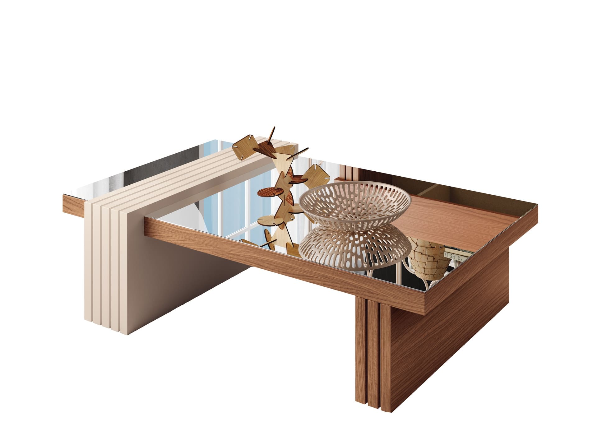 LUNA WITH GLASS CENTRAL TABLE