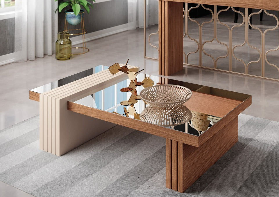 LUNA WITH GLASS CENTRAL TABLE