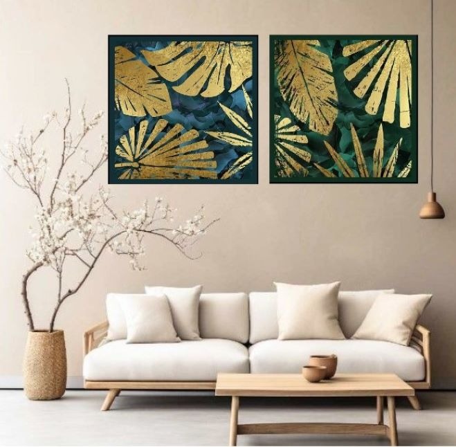 GOLDEN BLUE WALL ART