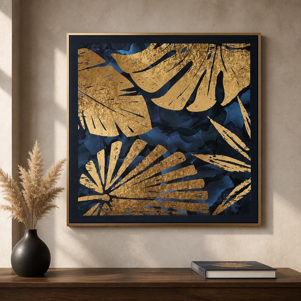 GOLDEN BLUE WALL ART